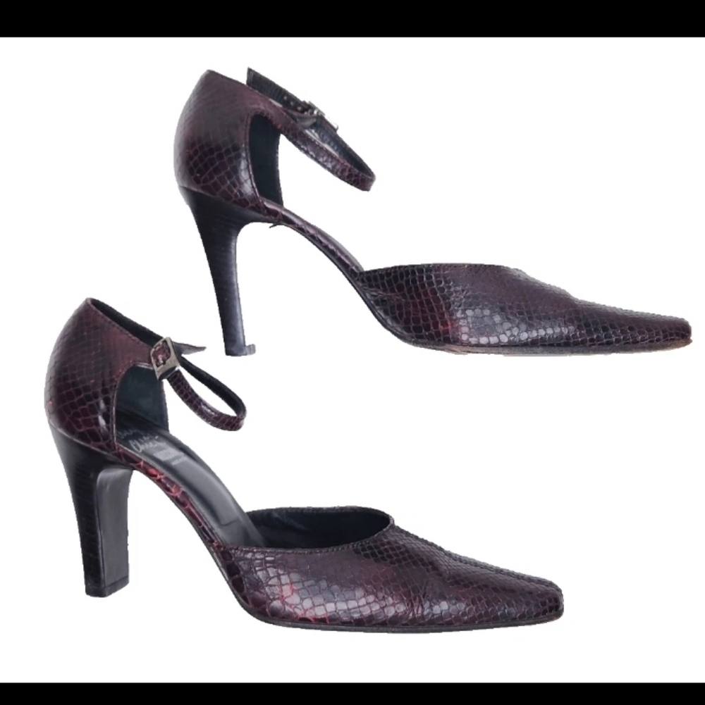 Moschino Cheap & Chic Pumps High Heels Burgundy Snake Shoes High End Italy 7.5